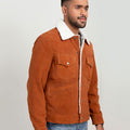 Novak Shearling Tan Suede Leather Jacket - Right