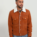 Novak Shearling Tan Suede Leather Jacket - Zoom