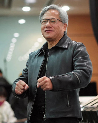 Nvidia CEO Jensen Huang Black Leather Jacket