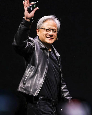 Nvidia CEO Jensen Huang Black Leather Jacket