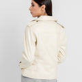 Opal Riveted Beige Leather Biker Jacket - Back