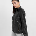 Prim-Rose Black Leather Biker Jacket - Right