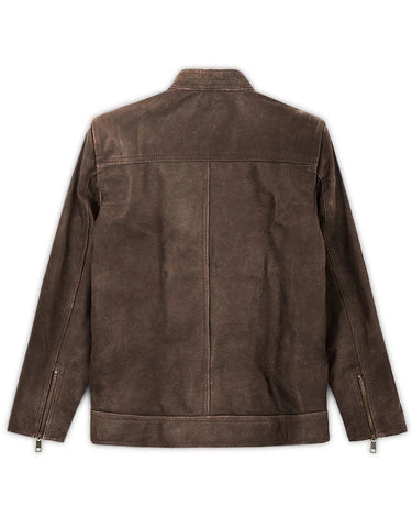 Rampage Dwayne The Rock Johnson Distressed Brown Leather Jacket - Back