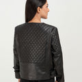 Renaissance Quilted Black Leather Moto Jacket - Back