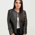 Renaissance Quilted Black Leather Moto Jacket - Front