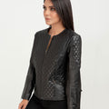 Renaissance Quilted Black Leather Moto Jacket - Left