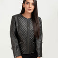 Renaissance Quilted Black Leather Moto Jacket - Zipped