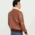 Rowan Brown Aviator Leather Jacket - Back