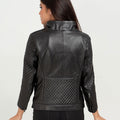 Roxette Quilted Black Slim Leather Jacket - Back