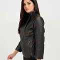 Roxette Quilted Black Slim Leather Jacket - Left