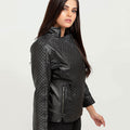 Roxette Quilted Black Slim Leather Jacket - Right