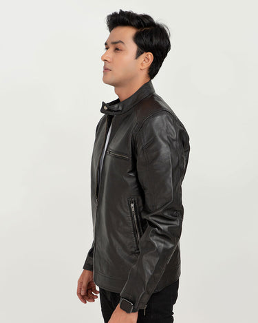 Ryerson Black Leather Biker Jacket - Left