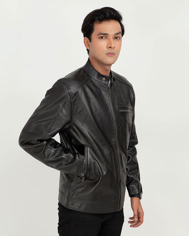 Ryerson Black Leather Biker Jacket - Right