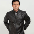 Ryerson Black Leather Biker Jacket - Zipped