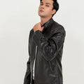 Ryerson Black Leather Biker Jacket - Zoom