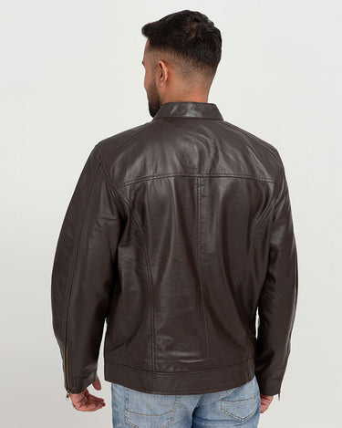 Ryerson Brown Leather Biker Jacket - Back