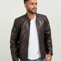 Ryerson Brown Leather Biker Jacket - Front