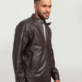 Ryerson Brown Leather Biker Jacket - Left