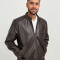 Ryerson Brown Leather Biker Jacket - Zoom