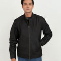 Samael Black Racer Matte Leather Jacket - Front