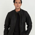 Samael Black Racer Matte Leather Jacket - Zoom