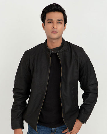 Samael Black Racer Matte Leather Jacket - Zoom