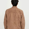 Schott Beige Racer Matte Leather Jacket - Back