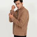 Schott Beige Racer Matte Leather Jacket - Left