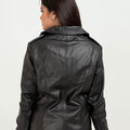 Sierra Black Leather Biker Jacket - Back