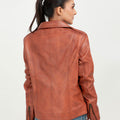 Sierra Brown Leather Biker Jacket - Back