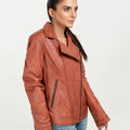 Sierra Brown Leather Biker Jacket - Right