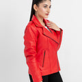 Sierra Red Leather Biker Jacket - Left