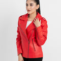 Sierra Red Leather Biker Jacket - Right