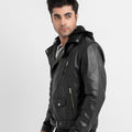 Sterling Blaze Black Leather Biker Jacket - Left