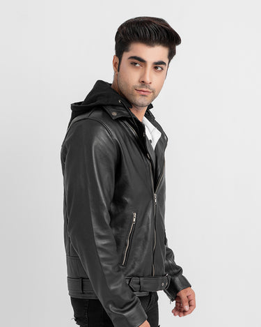 Sterling Blaze Black Leather Biker Jacket - Right