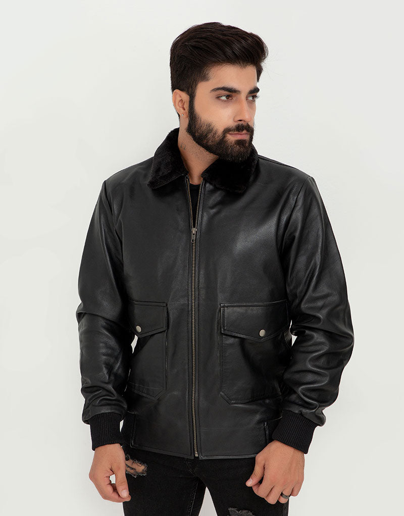 Stormy Faux Leather Jacket Black