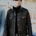 BTS Suga Black Leather Jacket - Front