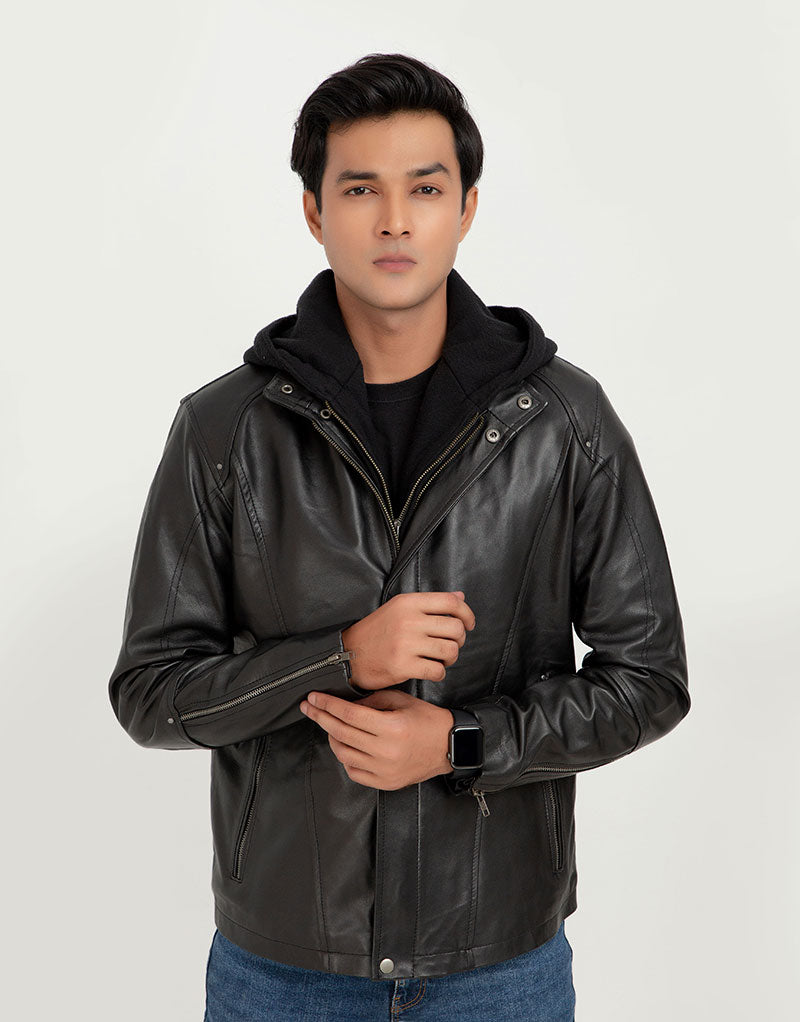 Teen Spirit Black Leather Jacket - Front