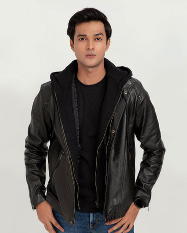 Teen Spirit Black Leather Jacket - Open Front