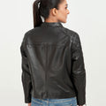 The Bella Quilted Biker Leather Jacket - Back