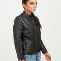 The Bella Quilted Biker Leather Jacket - Right