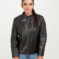 The Bella Quilted Biker Leather Jacket - Zipped