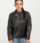 The Bella Quilted Biker Leather Jacket - Zipped