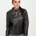 The Bella Quilted Biker Leather Jacket - Zoom