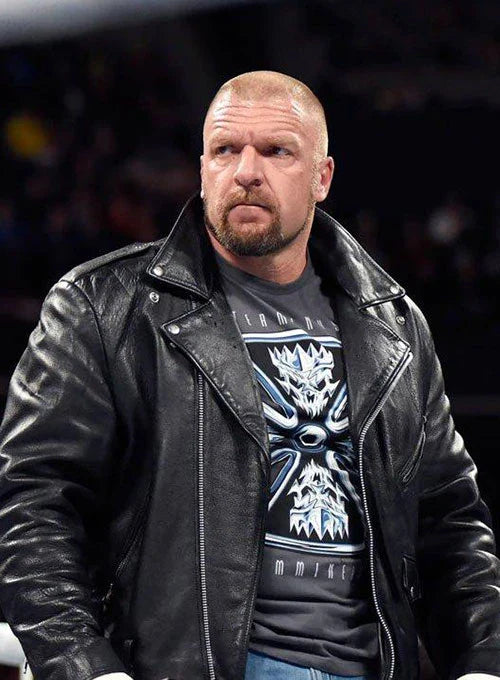 Triple H Black Leather Jacket - Main