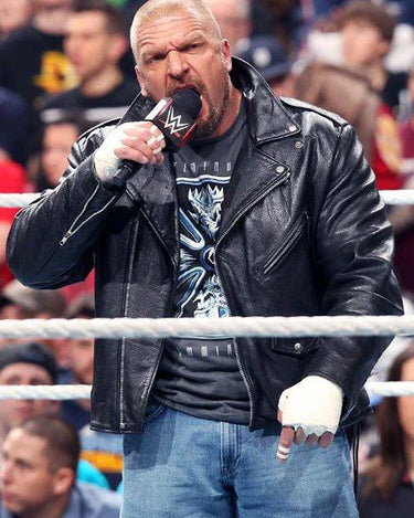 Triple H Black Leather Jacket - Promo