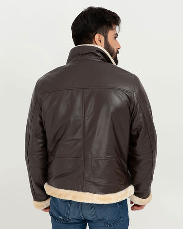 Waylen Ginger B-3 Brown Bomber Aviator Jacket - Back