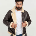 Waylen Ginger B-3 Brown Bomber Aviator Jacket - Front