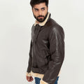 Waylen Ginger B-3 Brown Bomber Aviator Jacket - Left