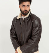 Waylen Ginger B-3 Brown Bomber Aviator Jacket - Left